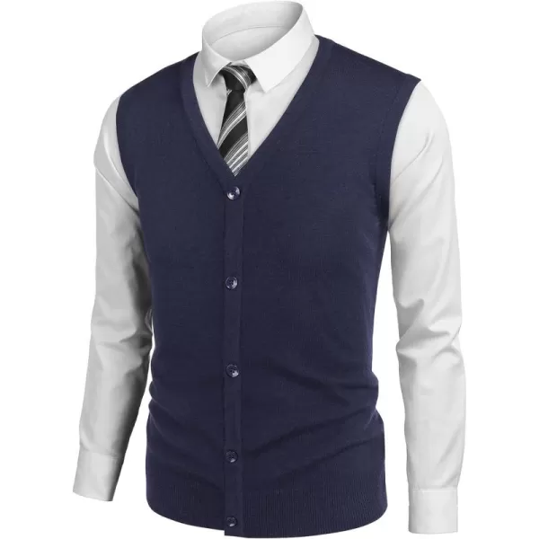 COOFANDY Men's Sweater Vest V Neck Casual Sleeveless Knitted Button Cardigan Vest