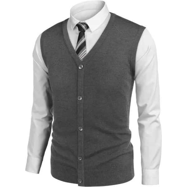 COOFANDY Men's Sweater Vest V Neck Casual Sleeveless Knitted Button Cardigan Vest