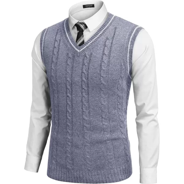 COOFANDY Men's Sweater Vest V Neck Slim Fit Casual Sleeveless Twisted Knitted Pullover Sweater)