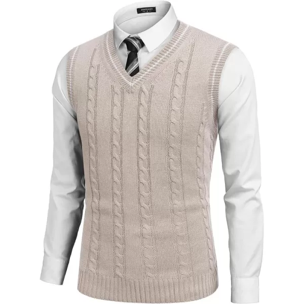COOFANDY Men's Sweater Vest V Neck Slim Fit Casual Sleeveless Twisted Knitted Pullover Sweater)