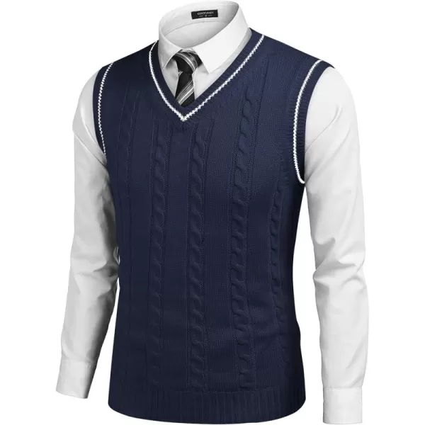 COOFANDY Men's Sweater Vest V Neck Slim Fit Casual Sleeveless Twisted Knitted Pullover Sweater