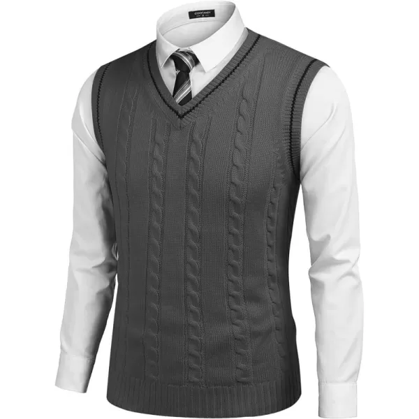 COOFANDY Men's Sweater Vest V Neck Slim Fit Casual Sleeveless Twisted Knitted Pullover Sweater