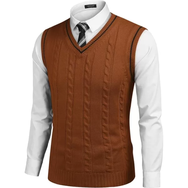 COOFANDY Men's Sweater Vest V Neck Slim Fit Casual Sleeveless Twisted Knitted Pullover Sweater