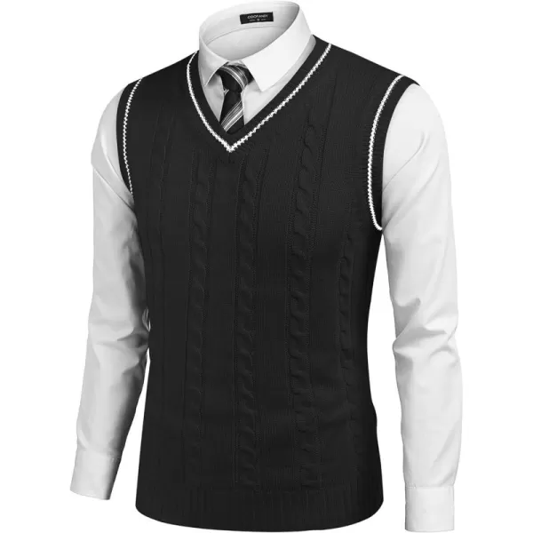 COOFANDY Men's Sweater Vest V Neck Slim Fit Casual Sleeveless Twisted Knitted Pullover Sweater
