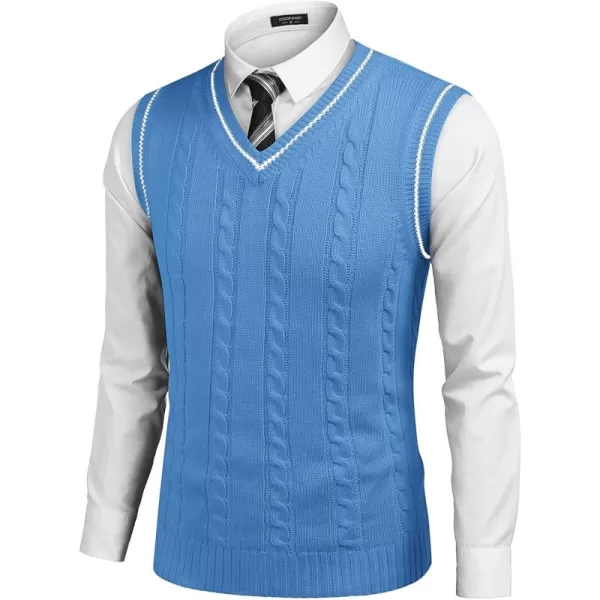 COOFANDY Men's Sweater Vest V Neck Slim Fit Casual Sleeveless Twisted Knitted Pullover Sweater
