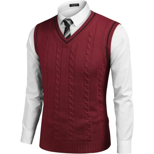 COOFANDY Men's Sweater Vest V Neck Slim Fit Casual Sleeveless Twisted Knitted Pullover Sweater