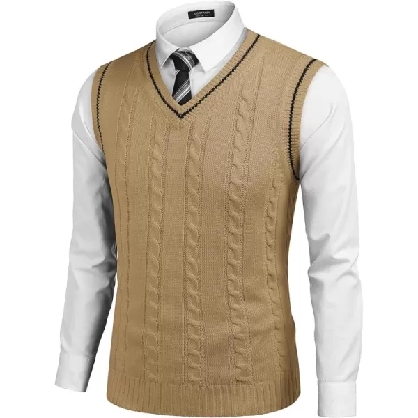 COOFANDY Men's Sweater Vest V Neck Slim Fit Casual Sleeveless Twisted Knitted Pullover Sweater