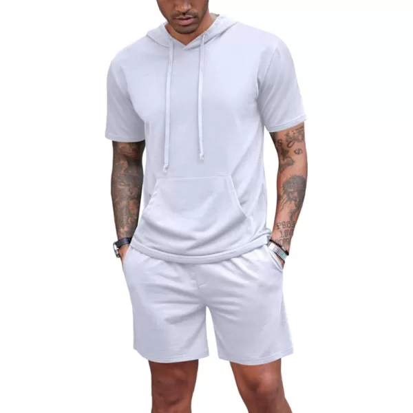 COOFANDY Men's Tracksuit 2 Piece Hooded Athletic Sweatsuit Short Sleeve Casual Sports Hoodie Shorts Set