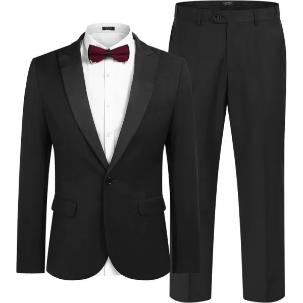 COOFANDY Men's Tuxedo Suits 2 Piece Wedding Blazer One Button Peak Lapel Suit Jacket Dress Pants for Dinner,Prom,Party