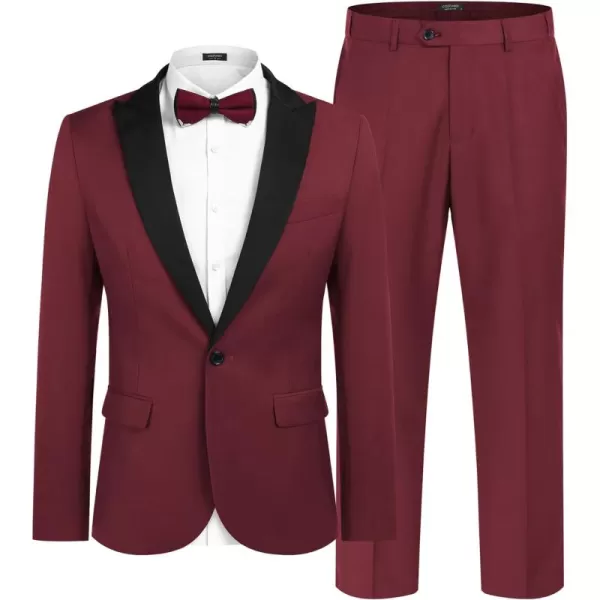 COOFANDY Men's Tuxedo Suits 2 Piece Wedding Blazer One Button Peak Lapel Suit Jacket Dress Pants for Dinner,Prom,Party