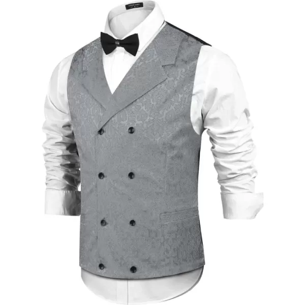 COOFANDY Mens Victorian Vest Steampunk Double Breasted Suit Vest Slim Fit Brocade Paisley Floral Waistcoat