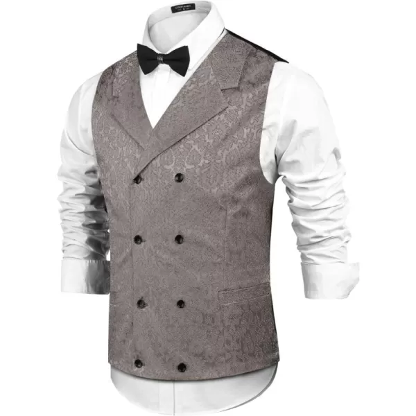 COOFANDY Mens Victorian Vest Steampunk Double Breasted Suit Vest Slim Fit Brocade Paisley Floral Waistcoat