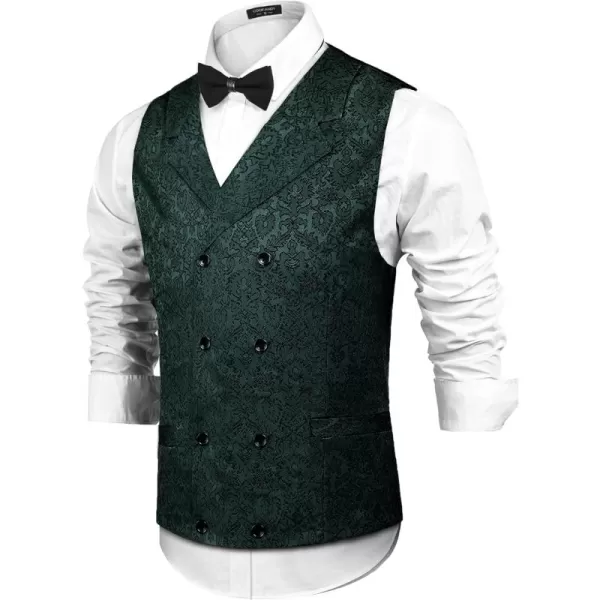 COOFANDY Mens Victorian Vest Steampunk Double Breasted Suit Vest Slim Fit Brocade Paisley Floral Waistcoat