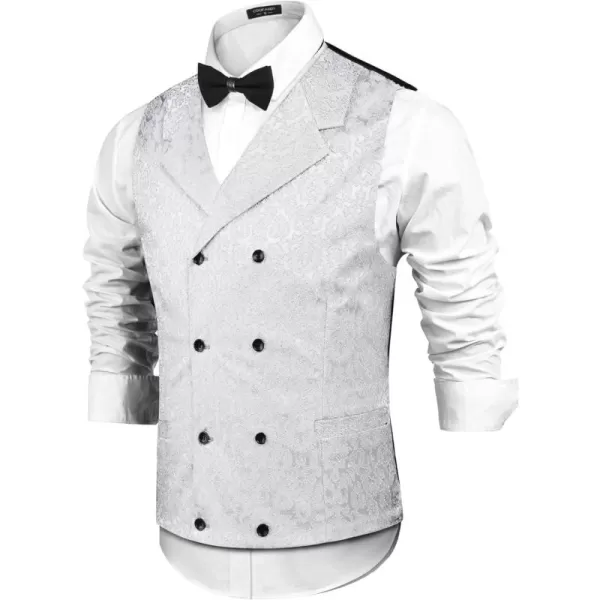 COOFANDY Mens Victorian Vest Steampunk Double Breasted Suit Vest Slim Fit Brocade Paisley Floral Waistcoat