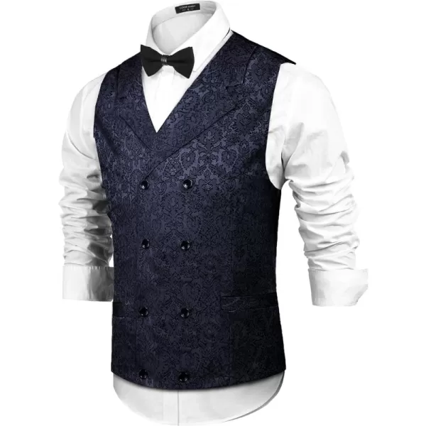 COOFANDY Mens Victorian Vest Steampunk Double Breasted Suit Vest Slim Fit Brocade Paisley Floral Waistcoat