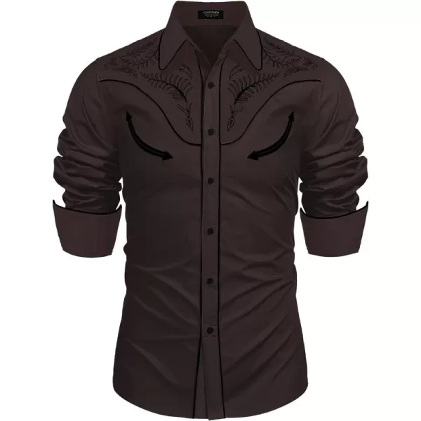 COOFANDY Men's Western Cowboy Shirt Casual Long Sleeve Button Down Cotton Shirts