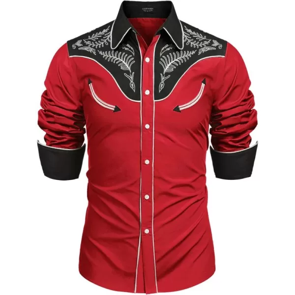 COOFANDY Men's Western Cowboy Shirt Casual Long Sleeve Button Down Cotton Shirts