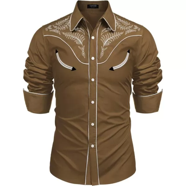 COOFANDY Men's Western Cowboy Shirt Casual Long Sleeve Button Down Cotton Shirts