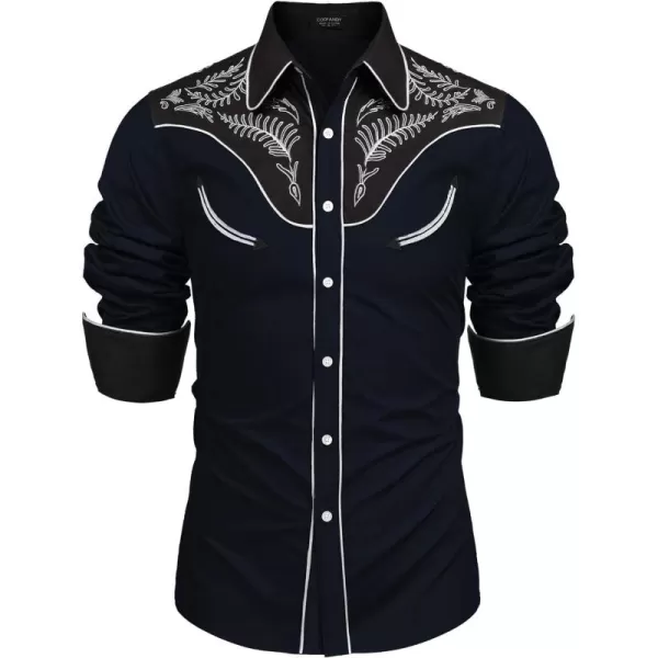 COOFANDY Men's Western Cowboy Shirt Casual Long Sleeve Button Down Cotton Shirts