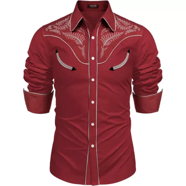 COOFANDY Men's Western Cowboy Shirt Casual Long Sleeve Button Down Cotton Shirts