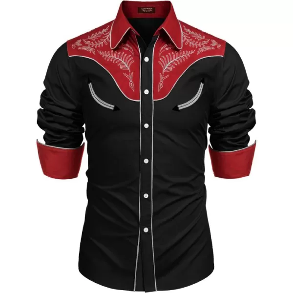 COOFANDY Men's Western Cowboy Shirt Casual Long Sleeve Button Down Cotton Shirts