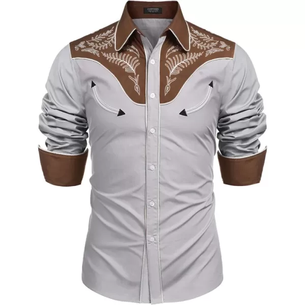 COOFANDY Men's Western Cowboy Shirt Casual Long Sleeve Button Down Cotton Shirts