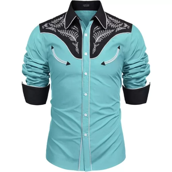 COOFANDY Men's Western Cowboy Shirt Casual Long Sleeve Button Down Cotton Shirts