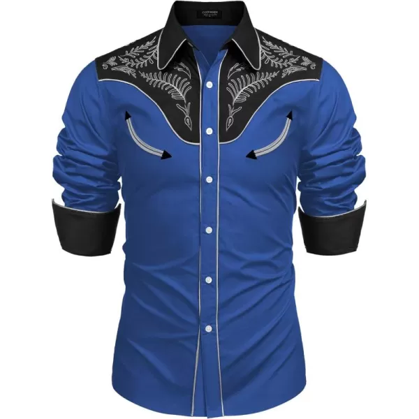 COOFANDY Men's Western Cowboy Shirt Casual Long Sleeve Button Down Cotton Shirts