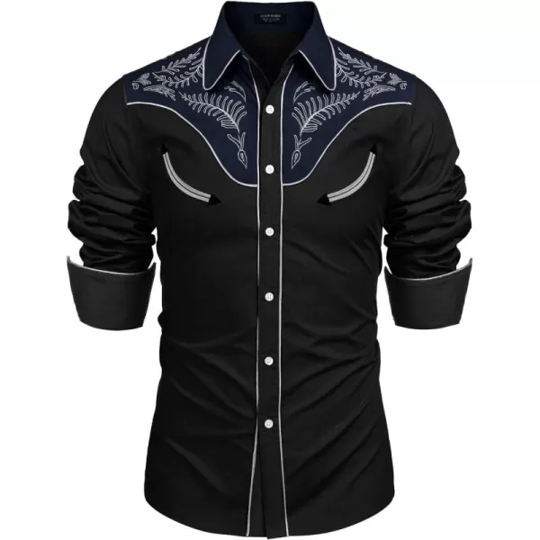 COOFANDY Men's Western Cowboy Shirt Casual Long Sleeve Button Down Cotton Shirts