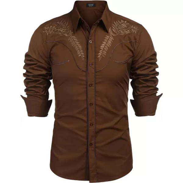 COOFANDY Men's Western Shirts Long Sleeve Slim Fit Embroideres Cowboy Casual Button Down Shirt)