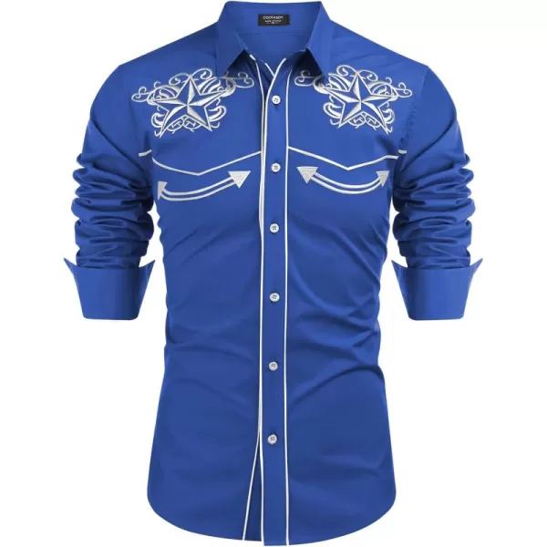 COOFANDY Men's Western Shirts Long Sleeve Slim Fit Embroideres Cowboy Casual Button Down Shirt)