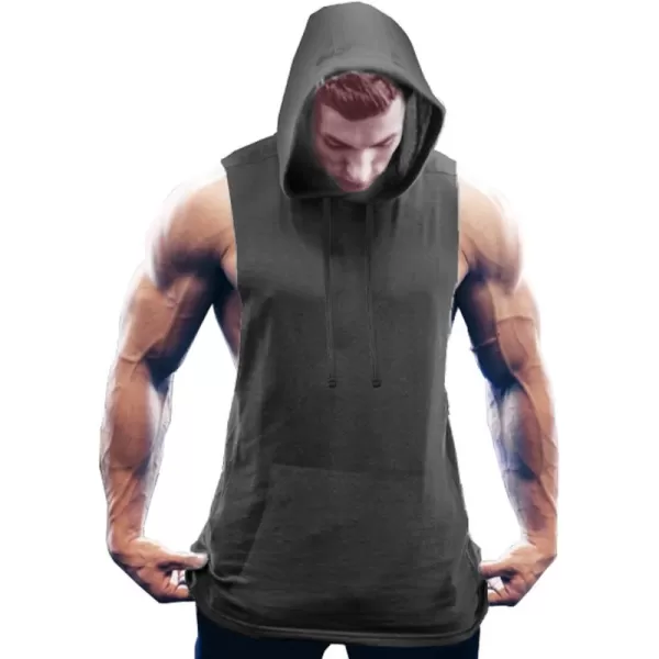COOFANDY Men's Workout Hooded Tank Tops Bodybuilding Muscle Cut Off T Shirt Sleeveless Gym Hoodies
