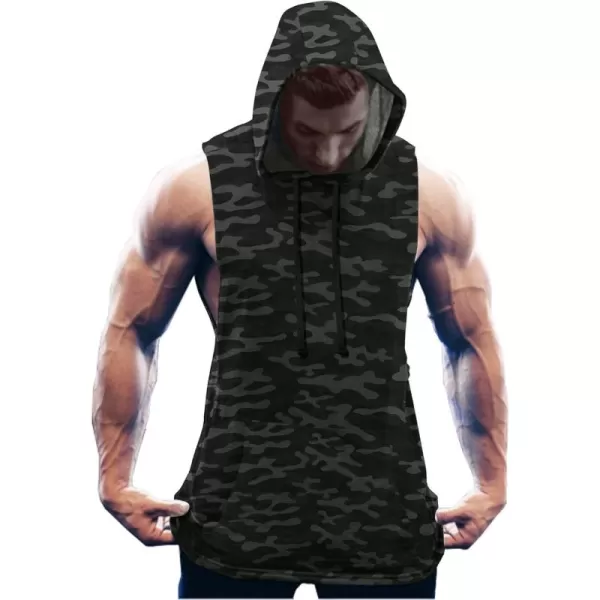 COOFANDY Men's Workout Hooded Tank Tops Bodybuilding Muscle Cut Off T Shirt Sleeveless Gym Hoodies