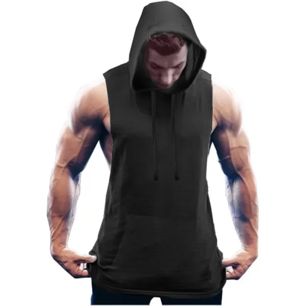 COOFANDY Men's Workout Hooded Tank Tops Bodybuilding Muscle Cut Off T Shirt Sleeveless Gym Hoodies