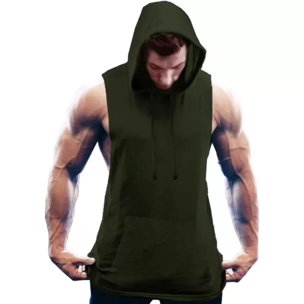 COOFANDY Men's Workout Hooded Tank Tops Bodybuilding Muscle Cut Off T Shirt Sleeveless Gym Hoodies
