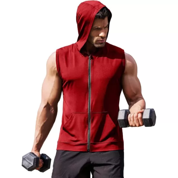 COOFANDY Men's Workout Hooded Tank Tops Zip Up Bodybuilding Fitness Muscle T Shirt Sleeveless Gym Hoodie
