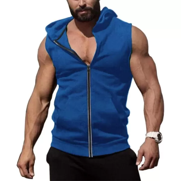 COOFANDY Men's Workout Hooded Tank Tops Zip Up Bodybuilding Fitness Muscle T Shirt Sleeveless Gym Hoodie