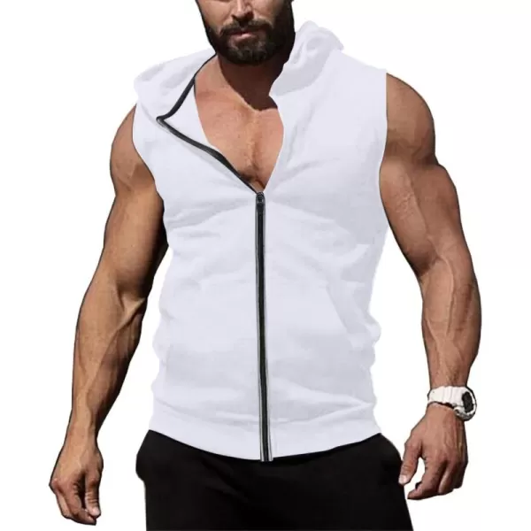 COOFANDY Men's Workout Hooded Tank Tops Zip Up Bodybuilding Fitness Muscle T Shirt Sleeveless Gym Hoodie