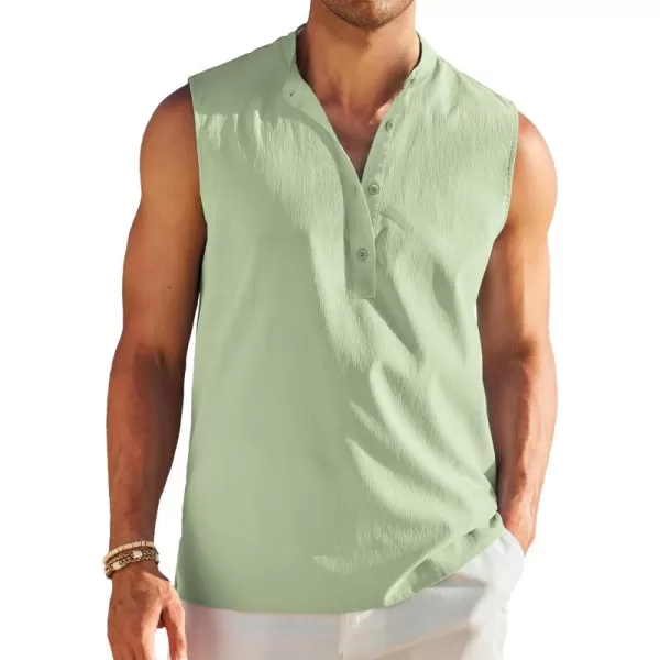 COOFANDY Sleeveless Beach Shirts for Men Summer Tank Shirts Casual Henley Tank Top