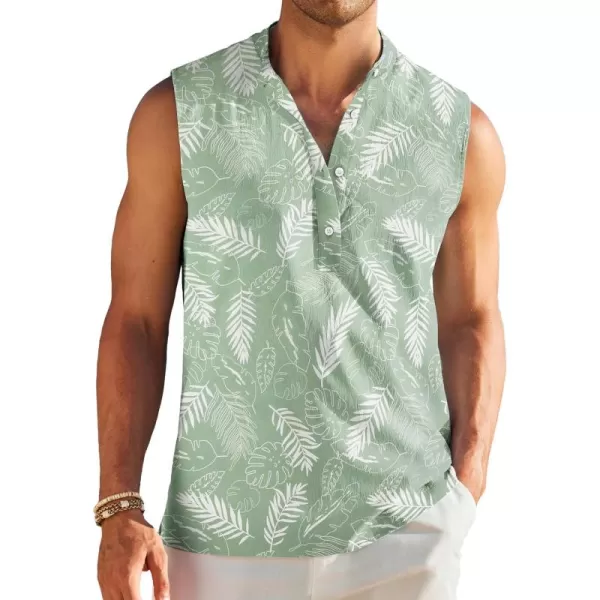 COOFANDY Sleeveless Beach Shirts for Men Summer Tank Shirts Casual Henley Tank Top