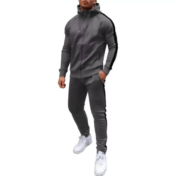 COOFANDY Tracksuit Mens with Zipper Pockets Full Zip Hoodie Sweatsuit 2 Pieces Running Jogging Sports Casual Sweat Suits