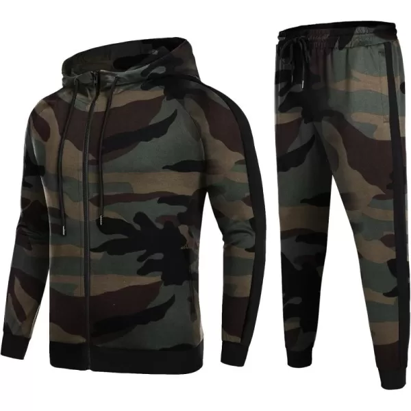 COOFANDY Tracksuit Mens with Zipper Pockets Full Zip Hoodie Sweatsuit 2 Pieces Running Jogging Sports Casual Sweat Suits