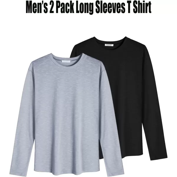 COOFANDY Men 2 Pack Muscle Fitted T Shirt Gym Workout Athletic Long Sleeves Tee