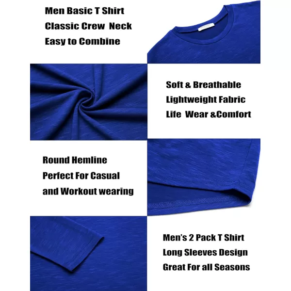 COOFANDY Men 2 Pack Muscle Fitted T Shirt Gym Workout Athletic Long Sleeves Tee