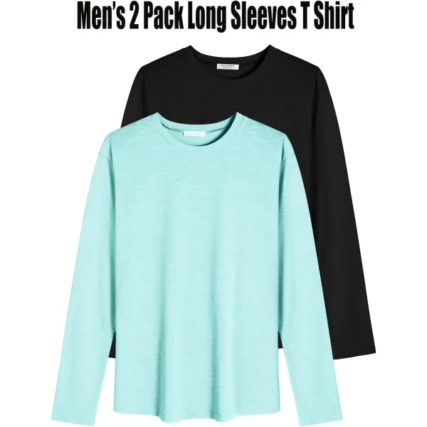 COOFANDY Men 2 Pack Muscle Fitted T Shirt Gym Workout Athletic Long Sleeves Tee