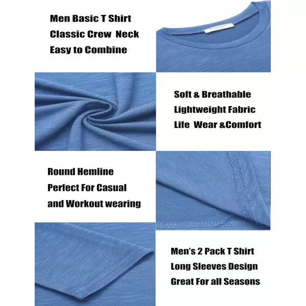 COOFANDY Men 2 Pack Muscle Fitted T Shirt Gym Workout Athletic Long Sleeves Tee
