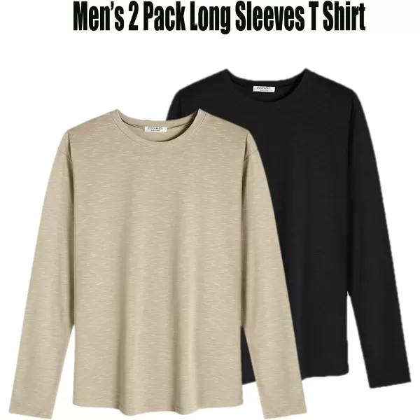 COOFANDY Men 2 Pack Muscle Fitted T Shirt Gym Workout Athletic Long Sleeves Tee