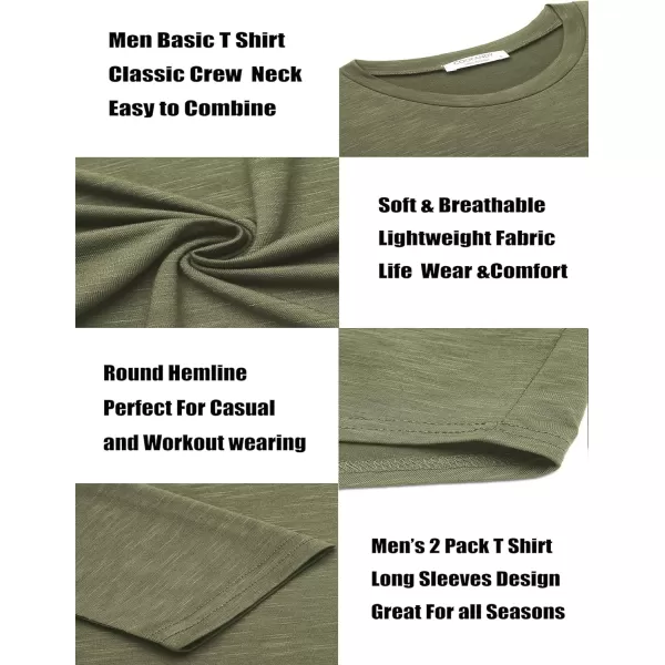 COOFANDY Men 2 Pack Muscle Fitted T Shirt Gym Workout Athletic Long Sleeves Tee