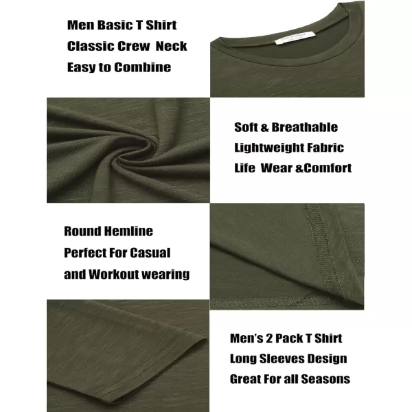 COOFANDY Men 2 Pack Muscle Fitted T Shirt Gym Workout Athletic Long Sleeves Tee