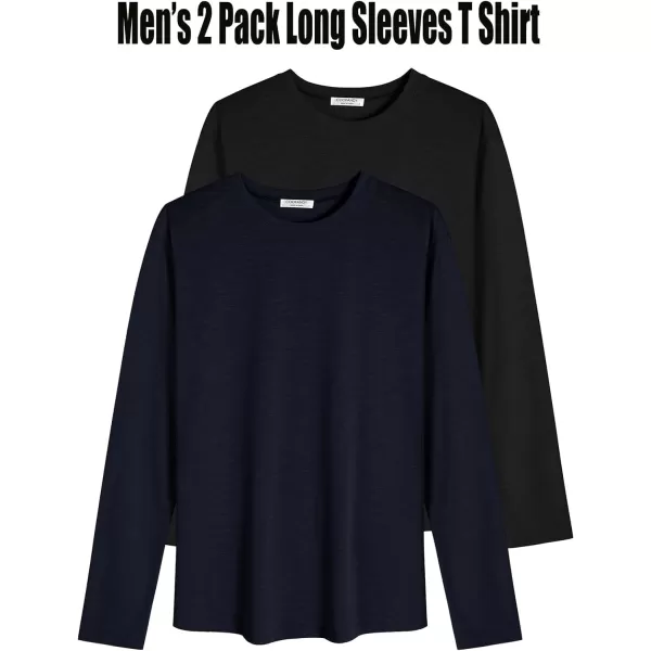 COOFANDY Men 2 Pack Muscle Fitted T Shirt Gym Workout Athletic Long Sleeves Tee